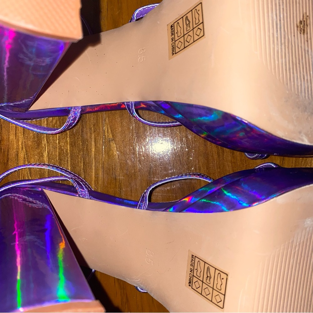 Purple Holographic Vivianly Platform Heels - Picture 8 of 9